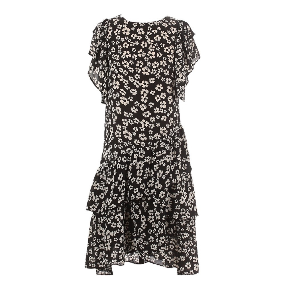 🌺 Who What Wear Floral Asymmetric Exaggerated Ruffle Flowy Liberty Dress Size S